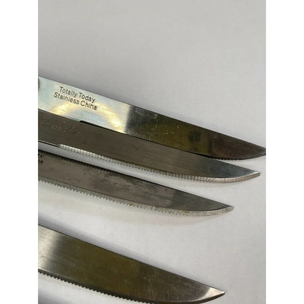 Totally Today RED Plastic Handle Stainless Flatware - Six pieces Steak￼ Knifers